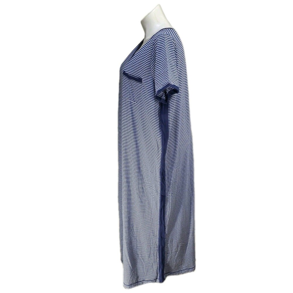 Anthony Richards VTG Knit Maxi Beach Lounge Dress Vneck Navy Stripe Size 2X - Picture 3 of 11